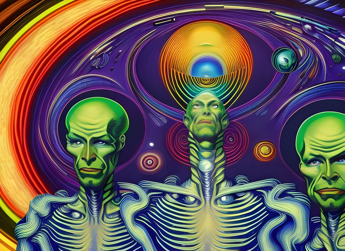 Aliens Contemplate the Holy Trinity in Psychedelic Sci-Fi
