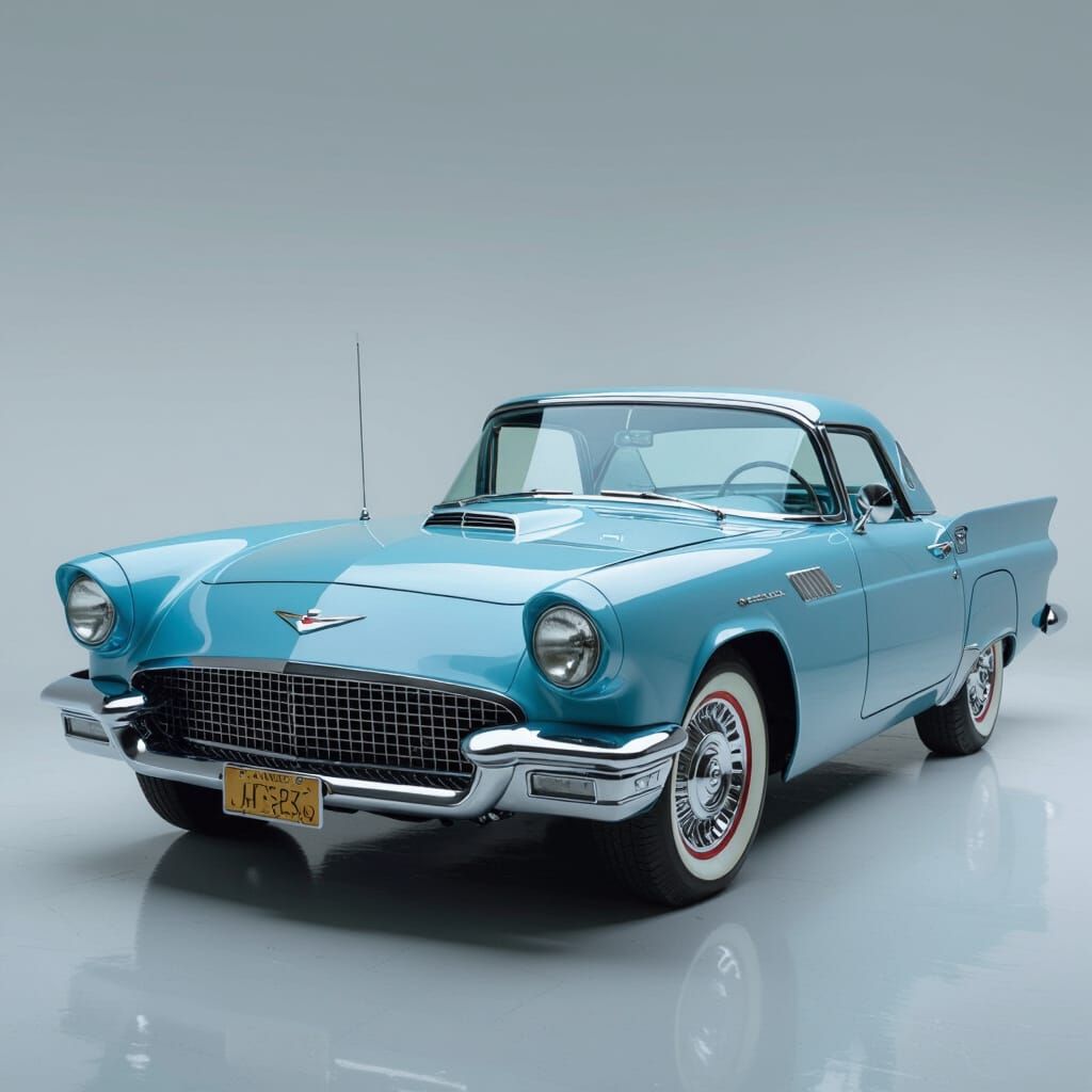 Futuristic 1950s Trans Am Muscle Car in Light Blue