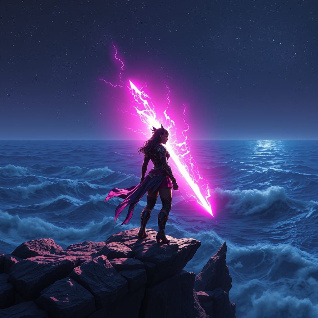 Heroic Psylocke Unleashes Psionic Blade Under Starry Night S...