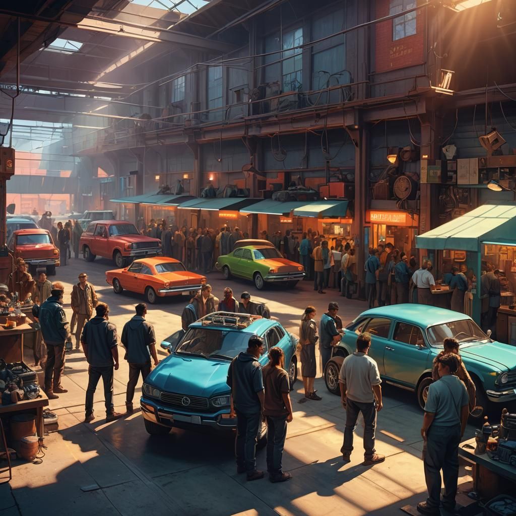 Fantasy Car Workshop Concept Art in Unreal Engine