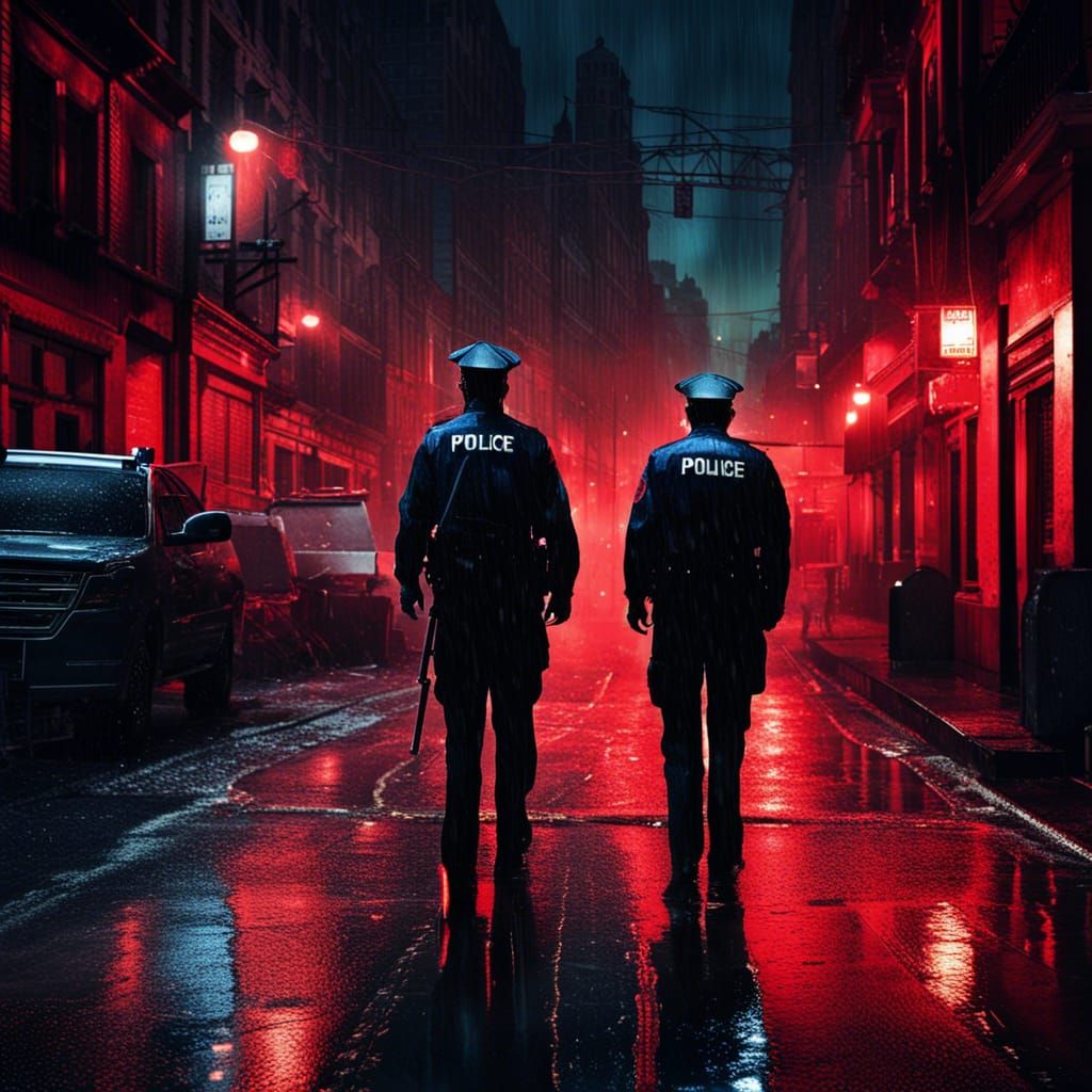 Gothic Crime Scene: Police Officer in the Rain