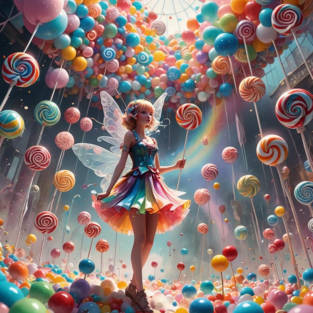 Lollipop Fairy in Candy Land, Digital Matte Painting