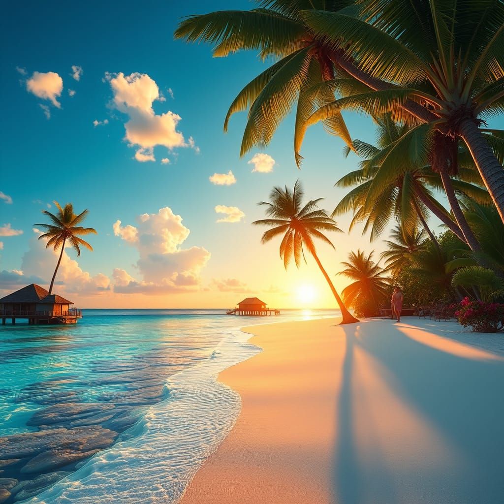 Idyllic Tropical Island Paradise in Hyper-Realistic Style