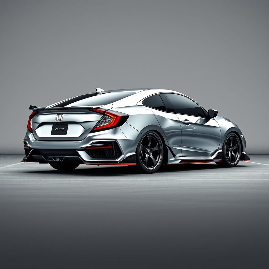 Sleek Metallic Gray Honda Civic with Chrome Detailing