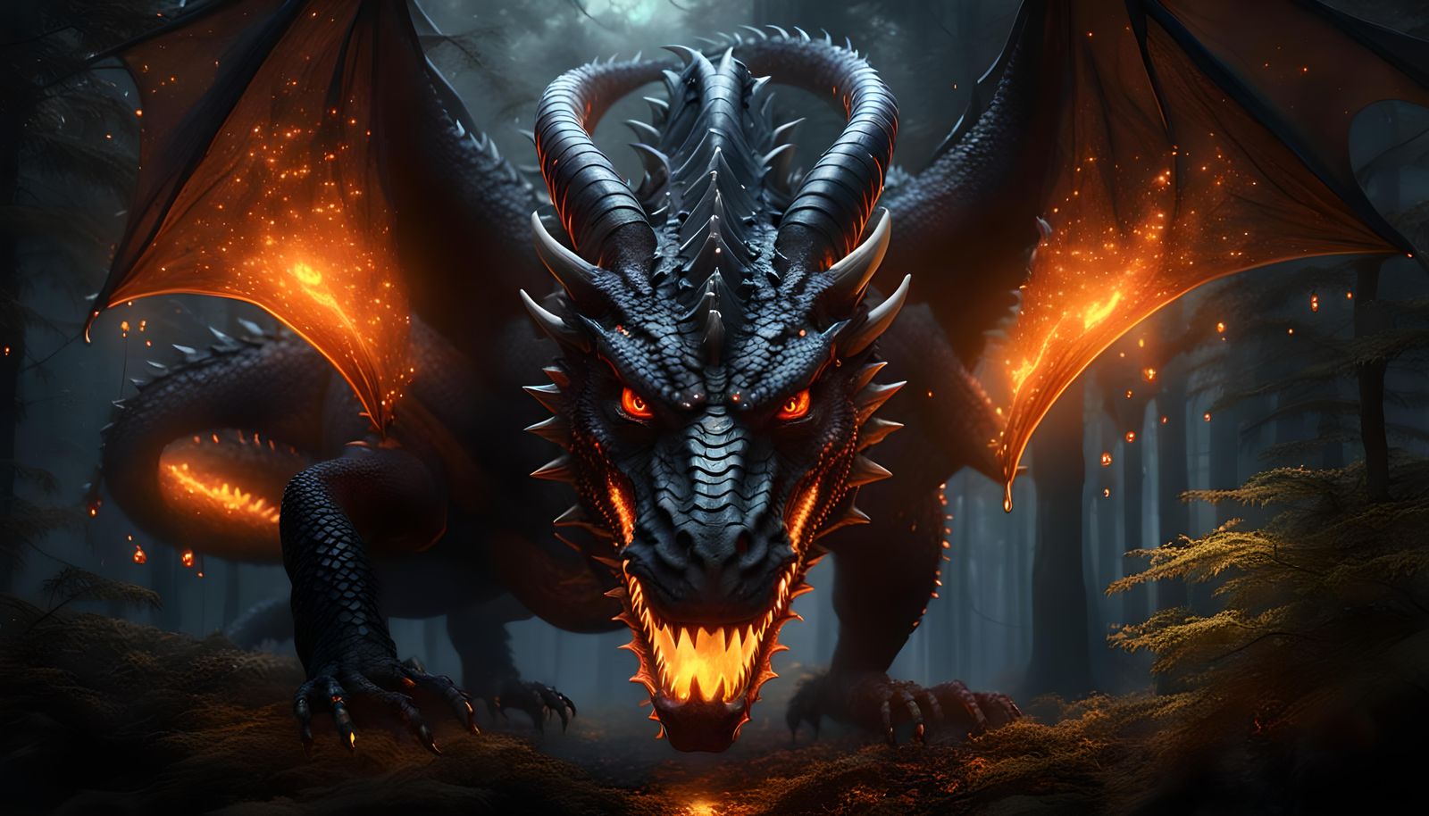 A large black dragon