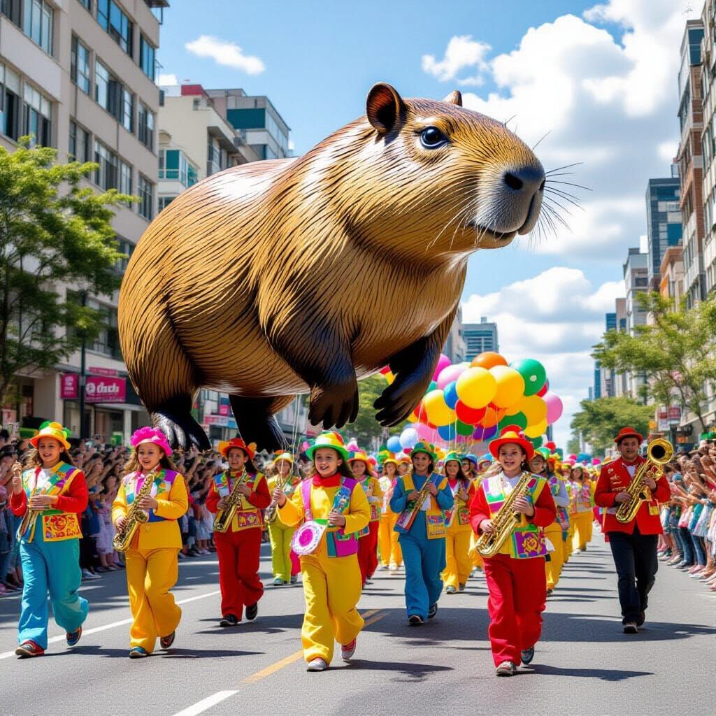Giant Capybara Balloon Parade in Brazil