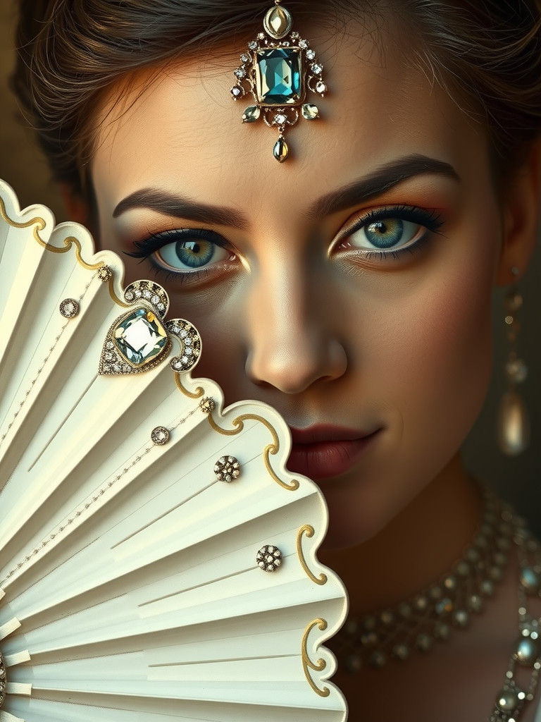 Victorian Lady with Fan: A Portrait of Twinkling Eyes