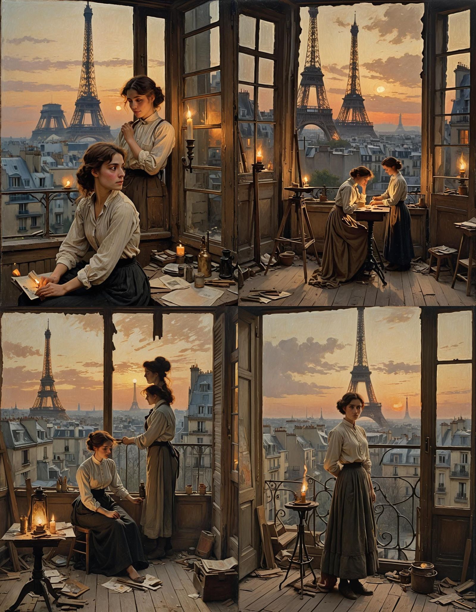 Paris at Dusk: Sensual Portrait in Golden Light