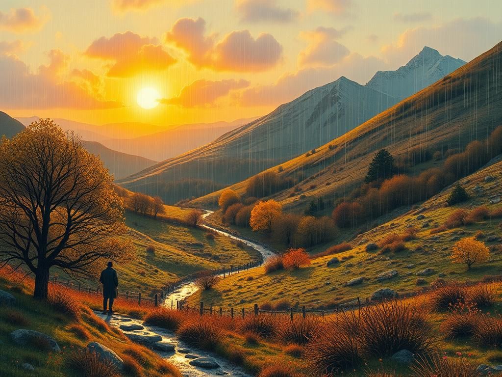 Scottish Autumn Landscape in Evening Light