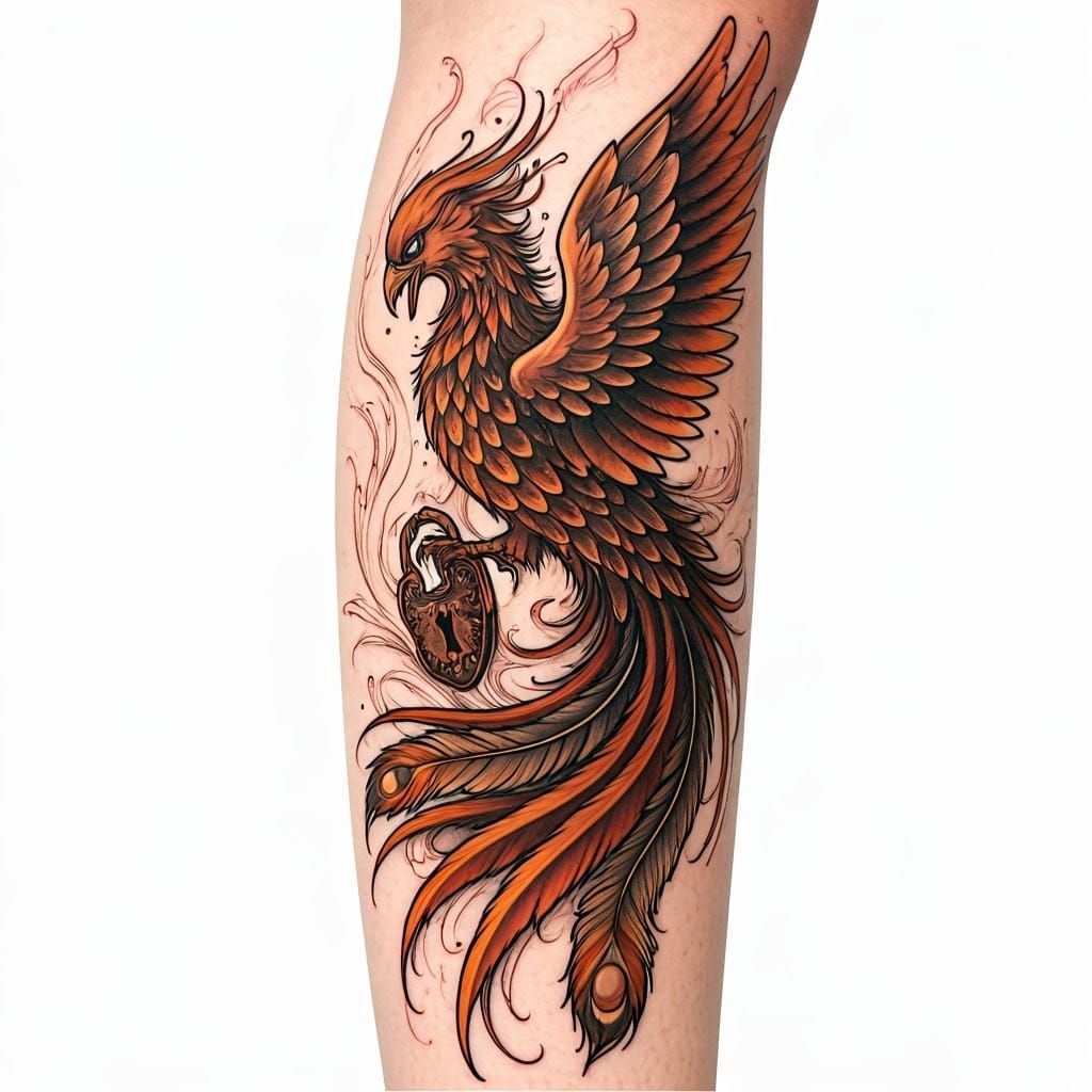 Phoenix Tattoo Art on Woman's Leg
