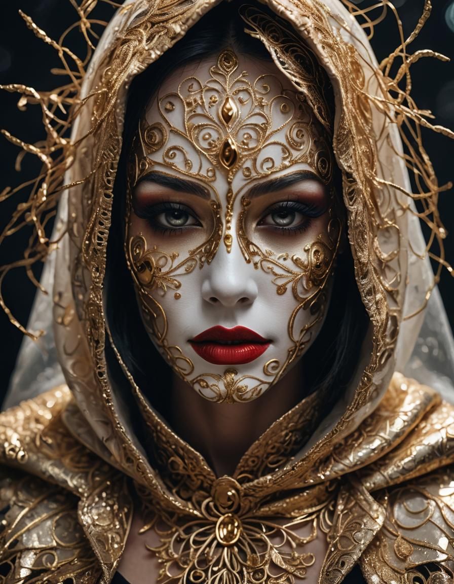 Glamorous Botanical Portrait in Dark Horror Aesthetic