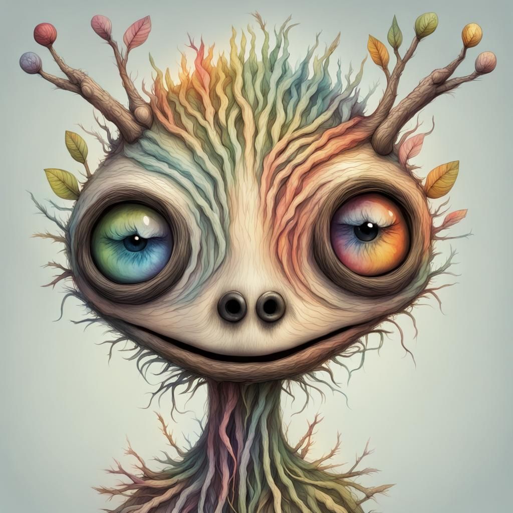 Whimsical Quirky Twig Creature :: Quirky Folk Style :: Stran...