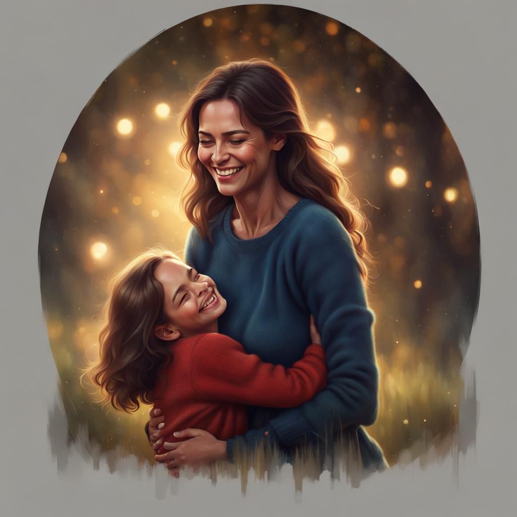 Mother and Daughter: A Hyperrealistic Embrace