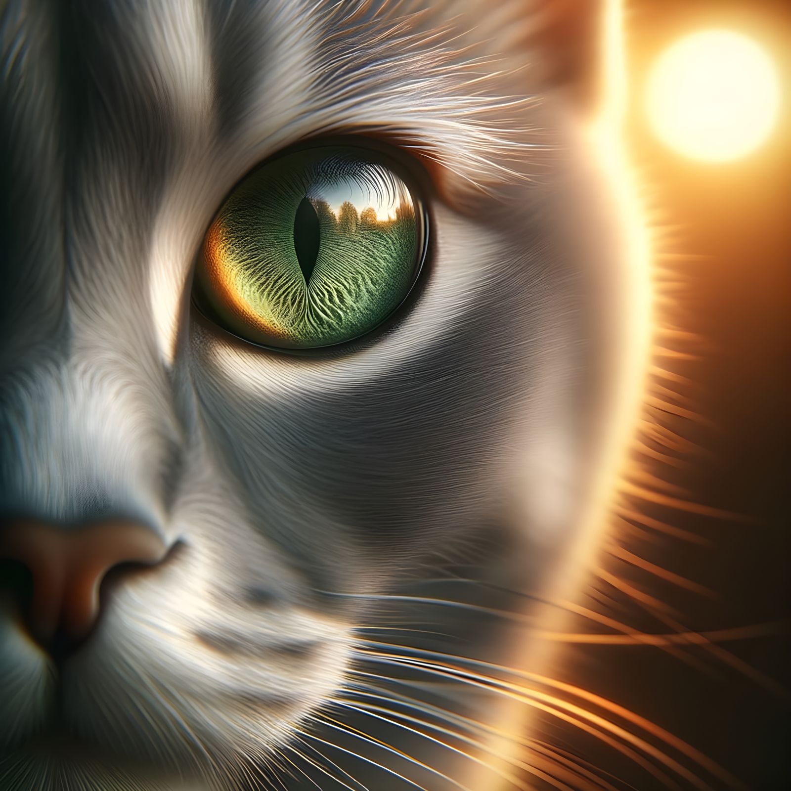 Surrealistic Feline Iris in Golden Hour Soft Focus