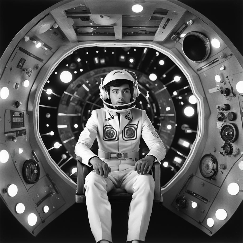 Paraguayan Man in Spaceship, 1930s Sci-Fi Film Still