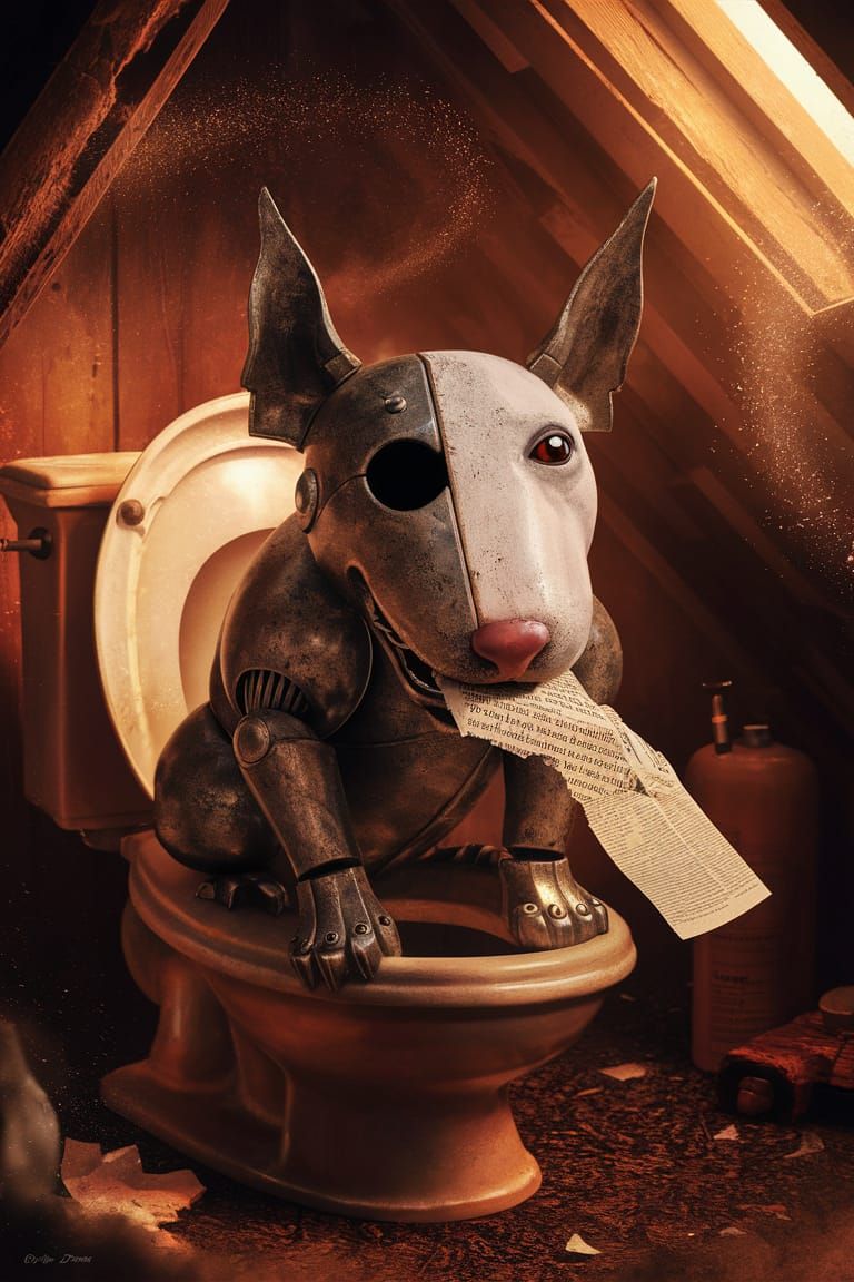 Rustic Robot Terrier in Pixar-Burton Style