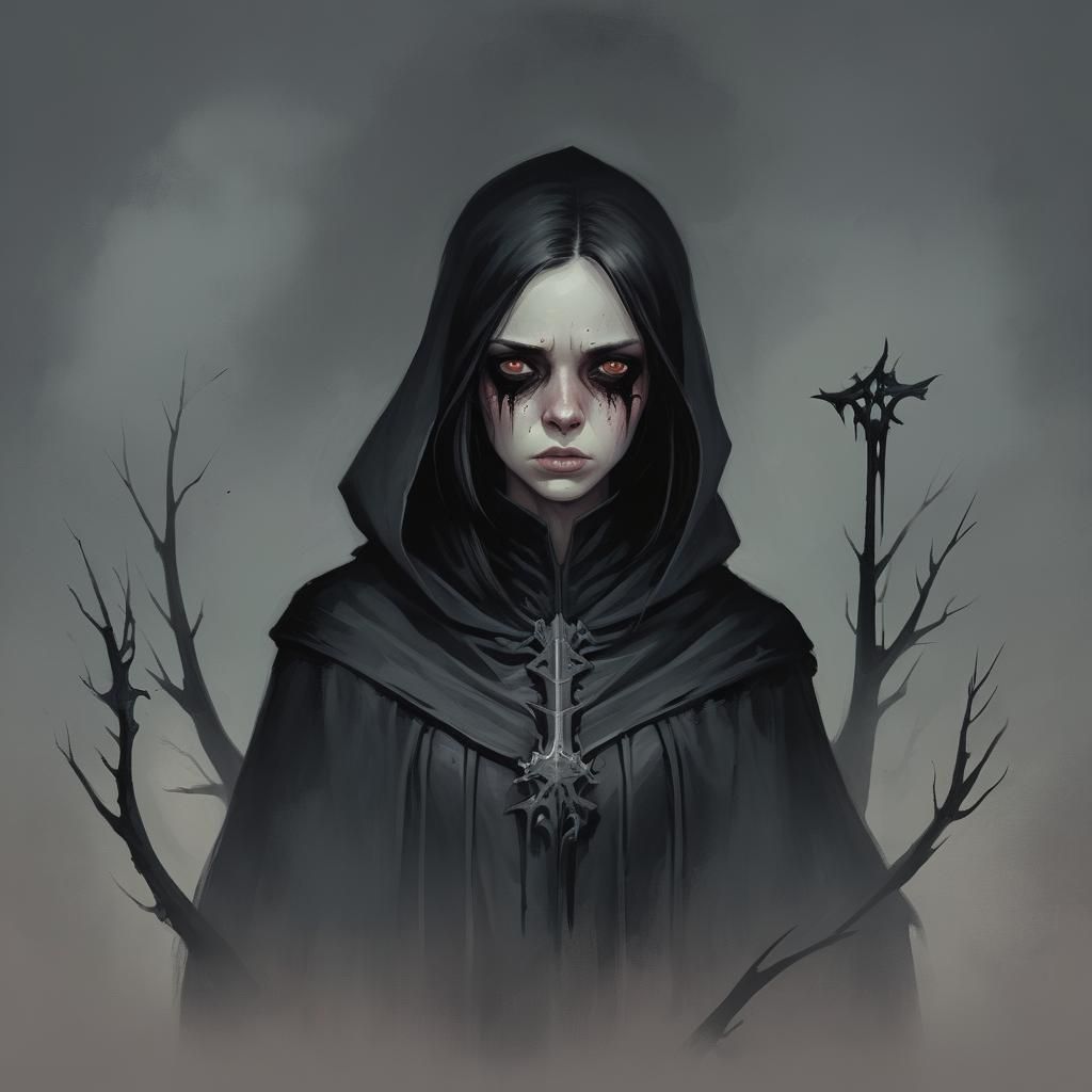 Grimdark Character Illustration in Cartoon Style
