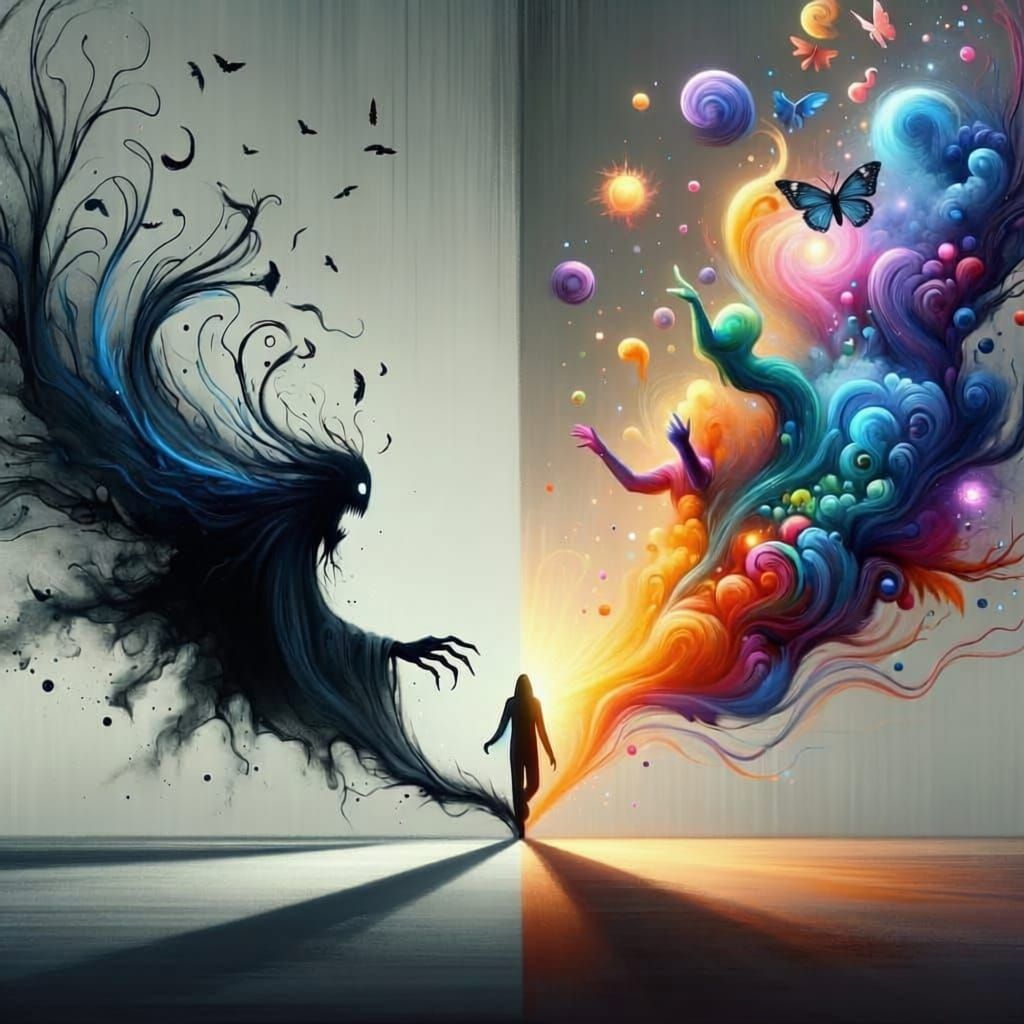 Fear and Dreams Collide in Abstract Psychological Realm