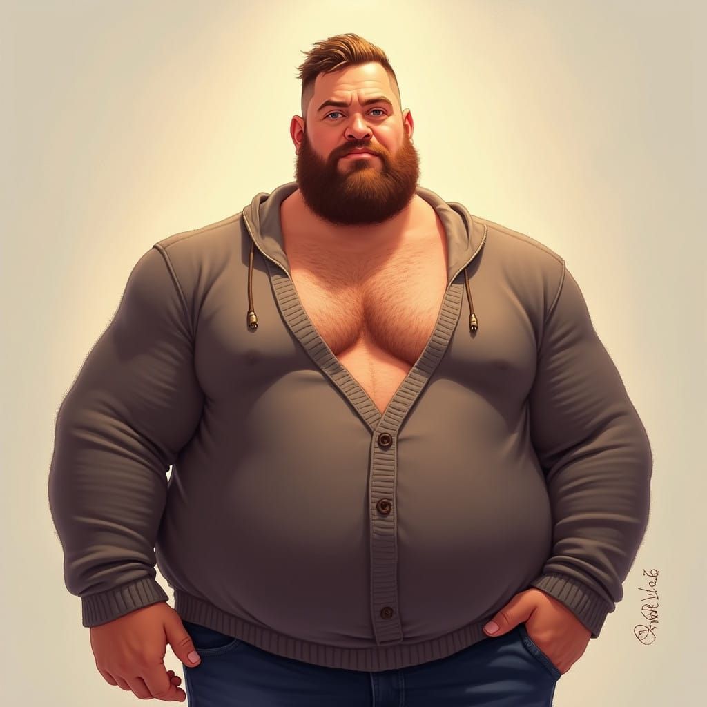 Chiseled Dad Bod in a Deep V-Neck Sweater