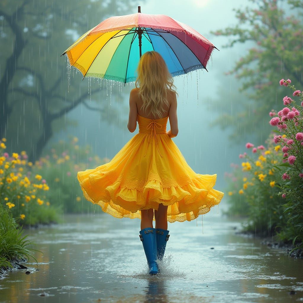 Joyful Rain Dance in Whimsical Colors