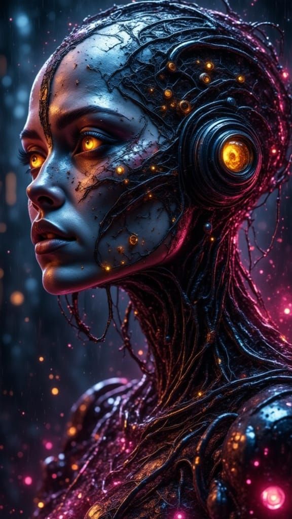 Alien Teenager in Streetwear, Art Nouveau Style