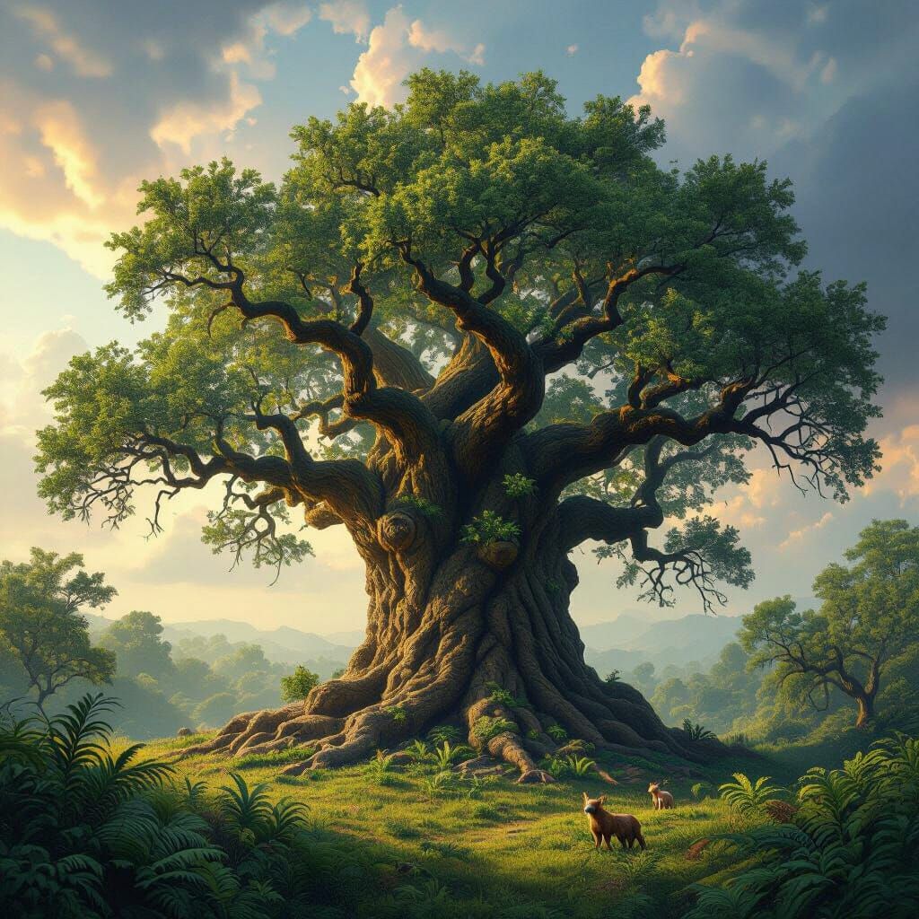 Majestic Oak Shelters Life in Dramatic Lighting