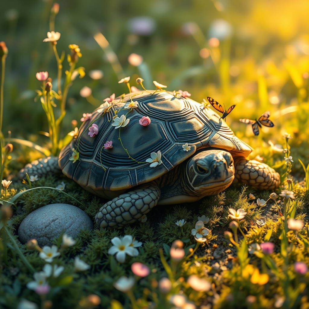 Surreal Spring Oasis in Whimsical Watercolor Style