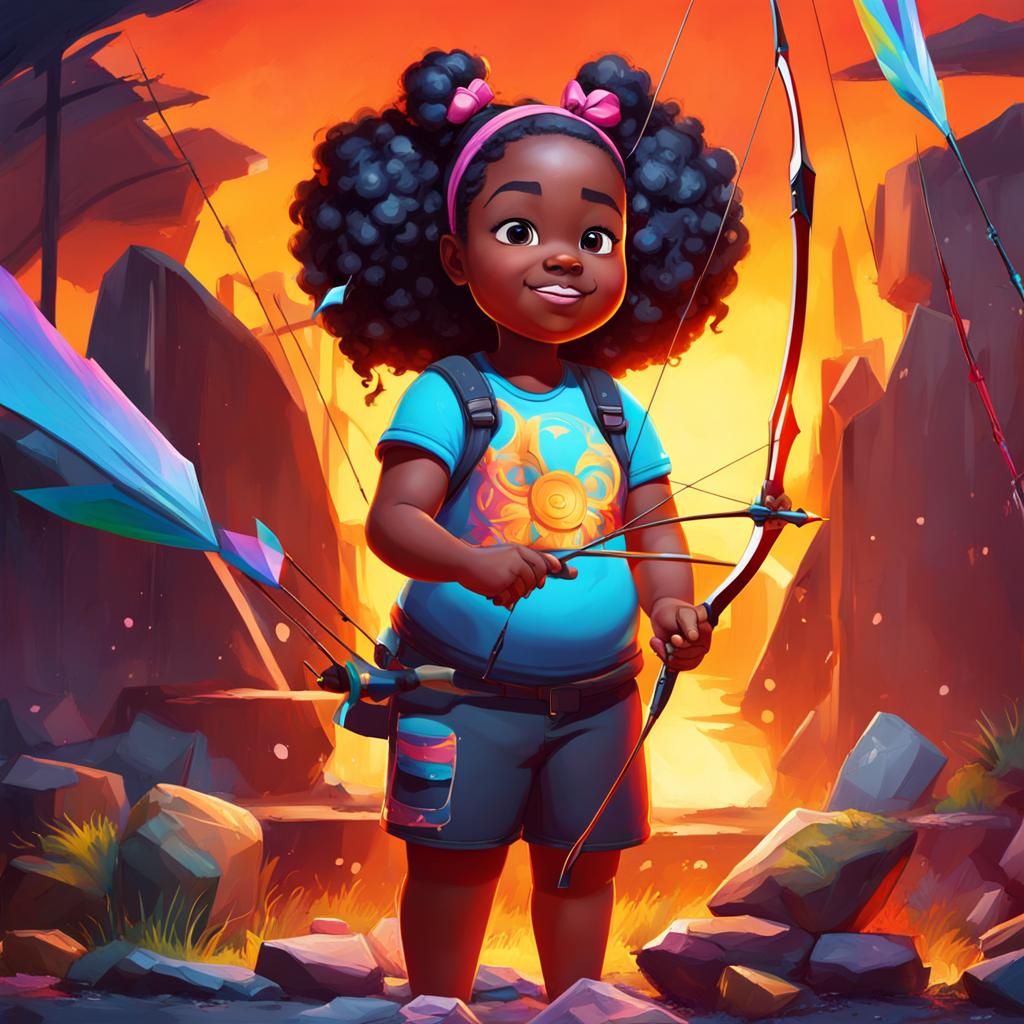 Girl Archer: Graffiti Art in Polychromatic Style