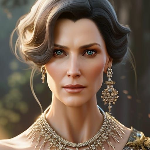 Regal Noble Lady in Ornate Knightly Armour