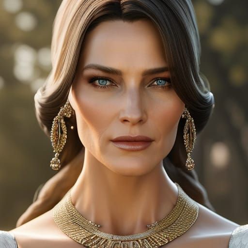 Regal Portrait of Noble Lady in Knightly Armor