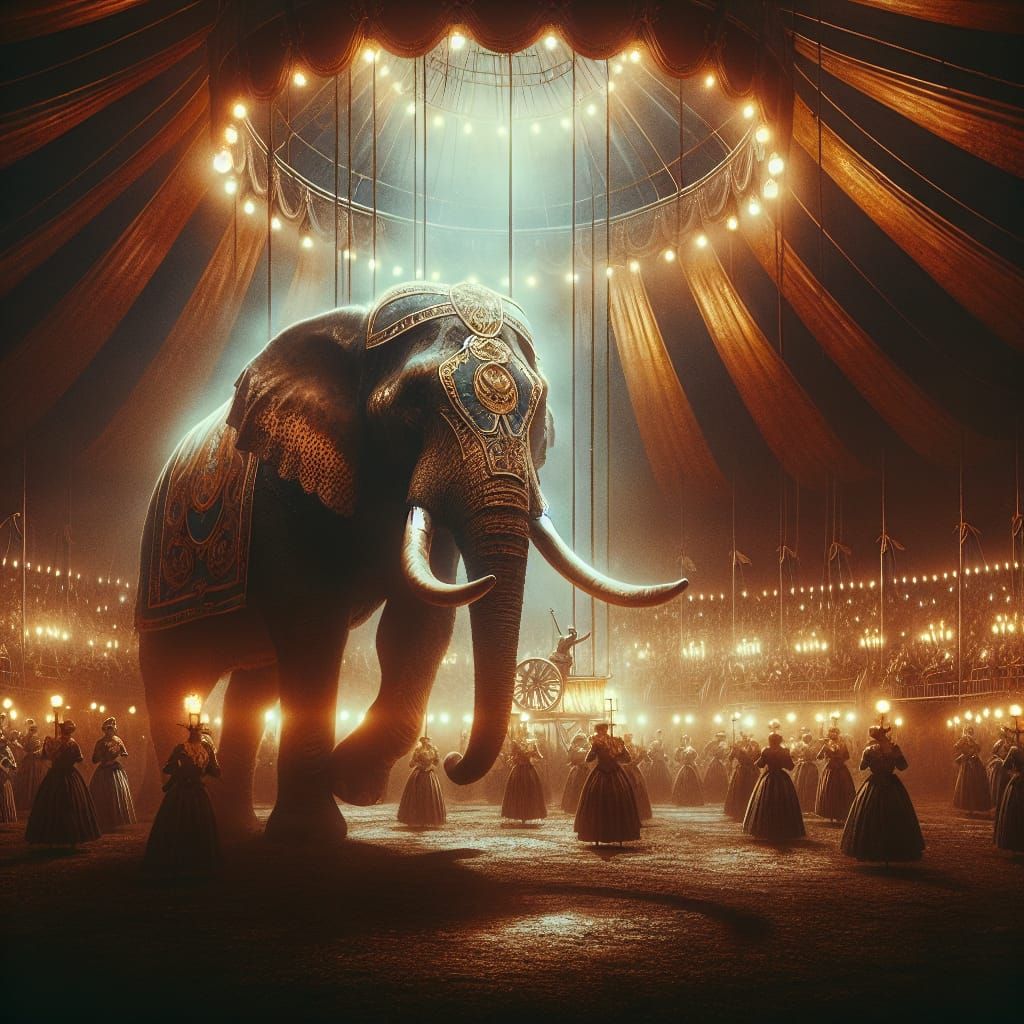 Elephant performing at circus