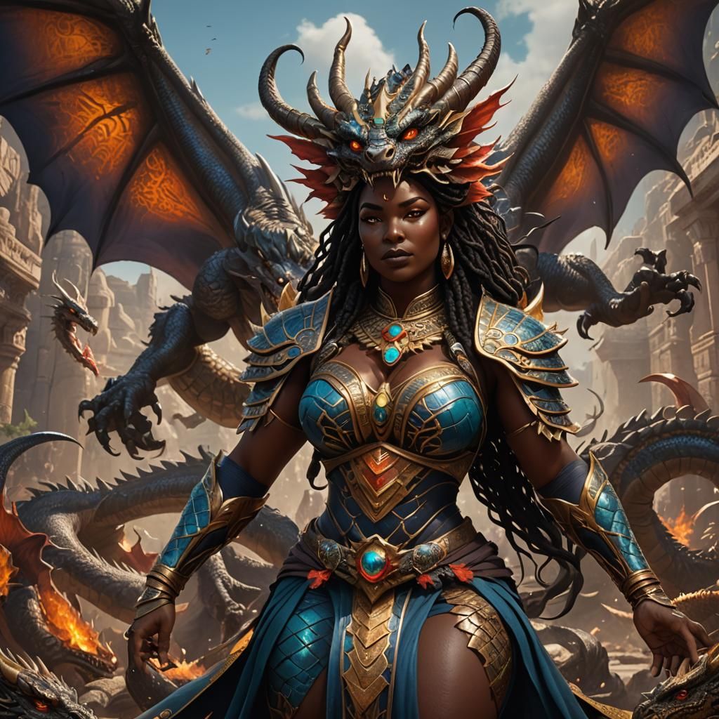 Egyptian Dragon Goddess: Detailed Matte Painting