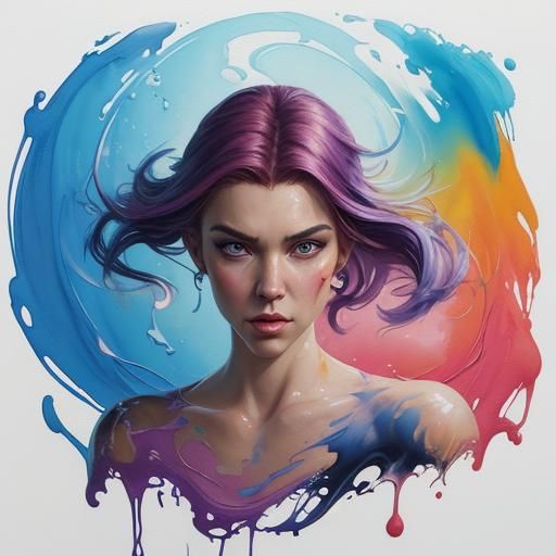 Kim Possible as Genie in Impressionist Gouache Style