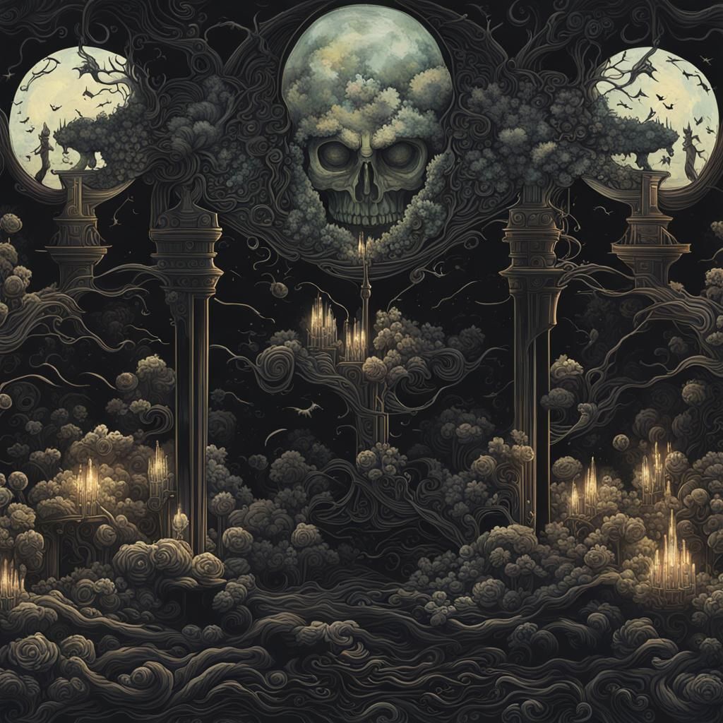 Toxic Punk Horror Sticker Art in Dark Palette