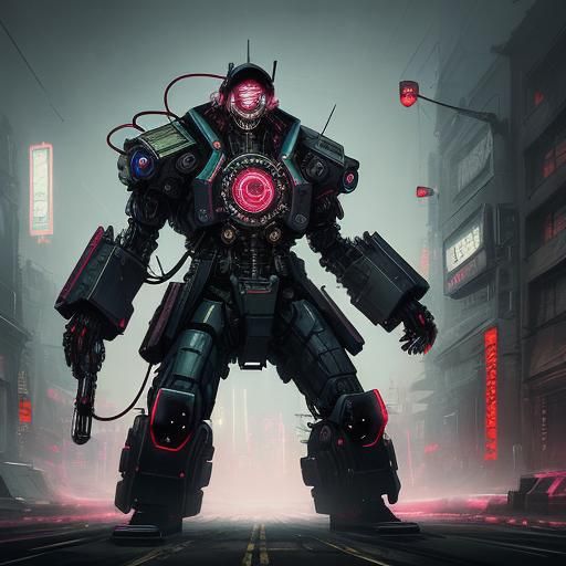 Cyberpunk Clockwork Nightmare with Neon Lights