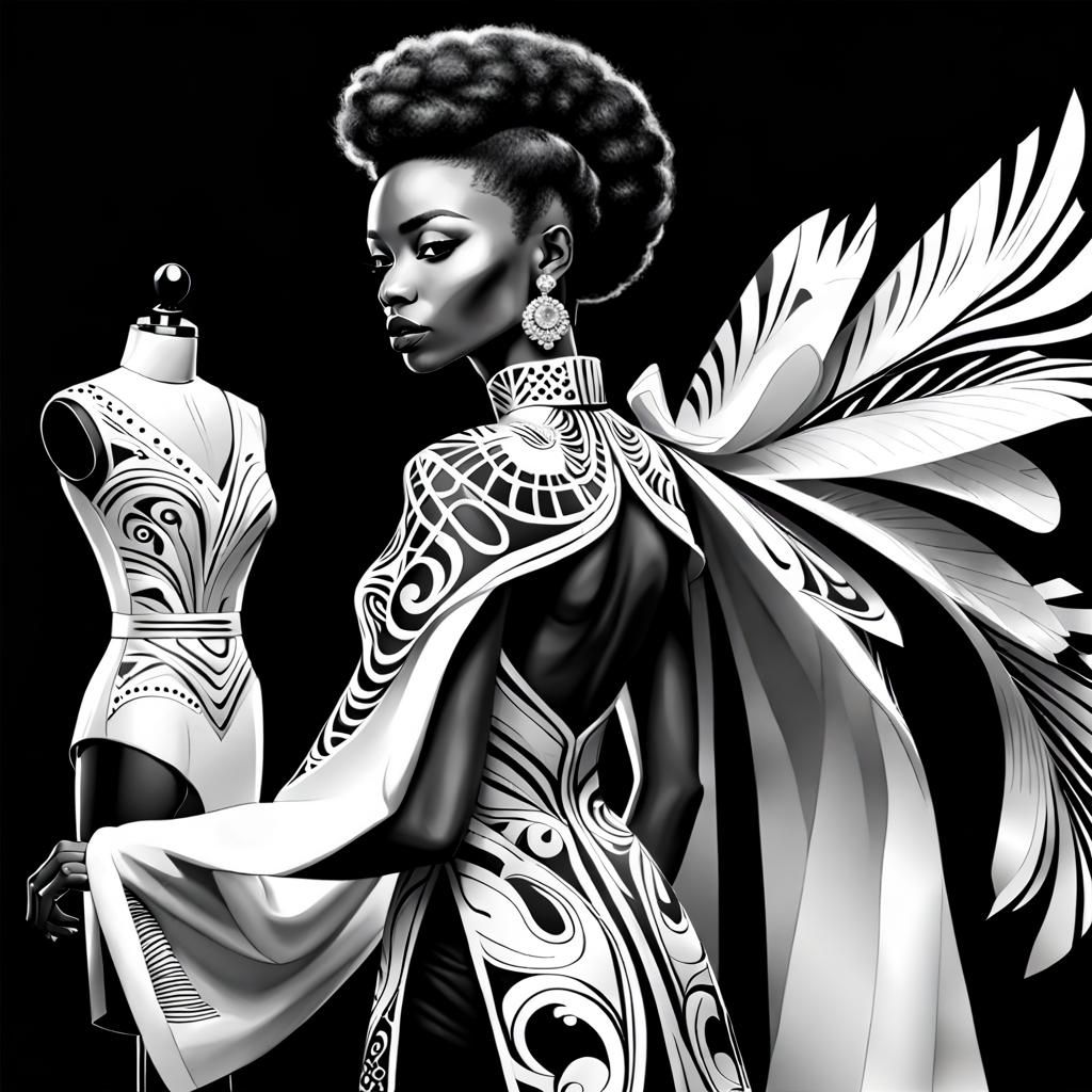 Fashion Designer in Black and White PNG