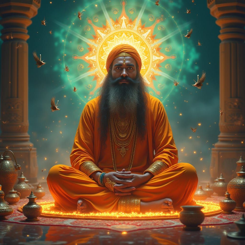 Ethereal Guru in Mystical Atmosphere, Fantasy Concept Art