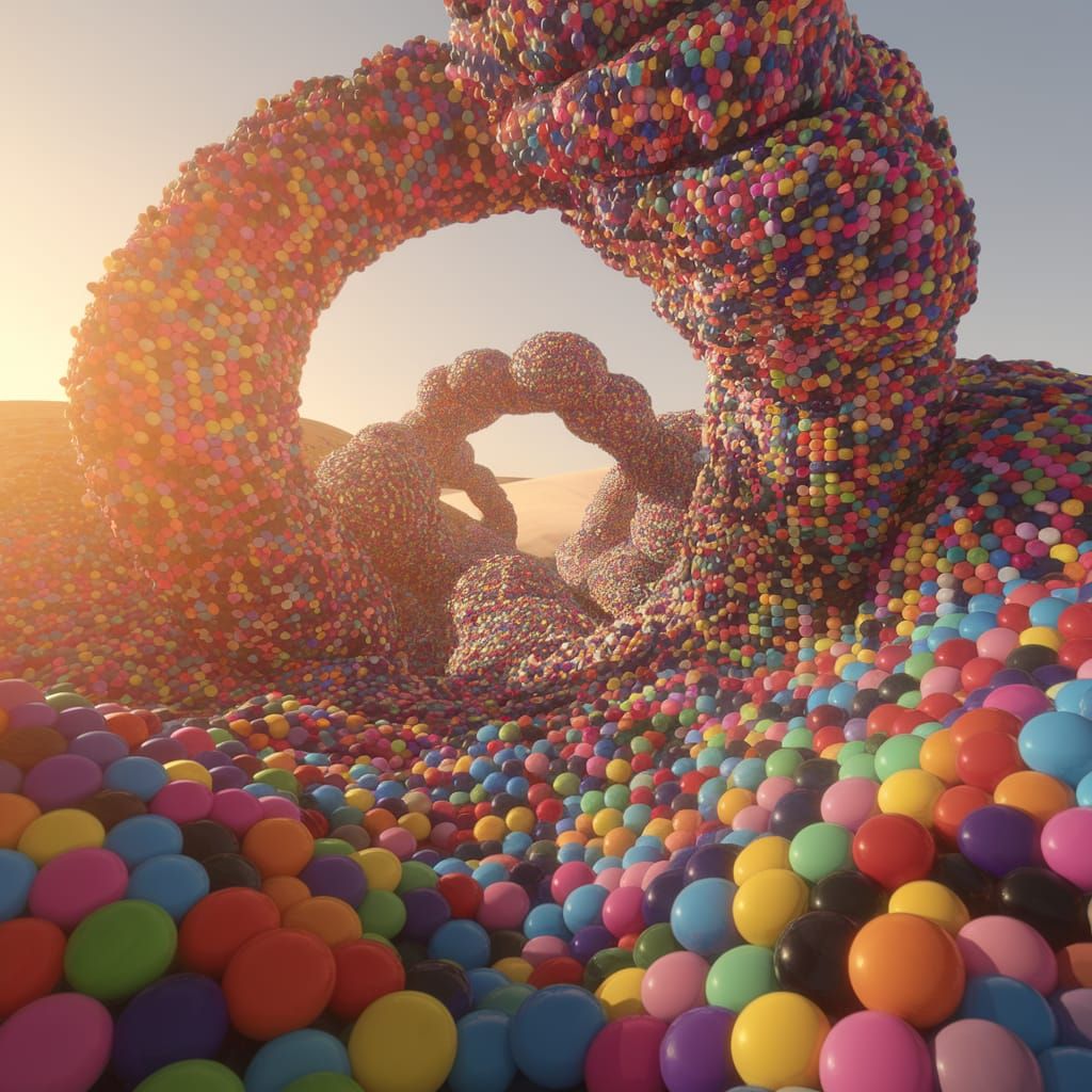 Vibrant Play-Dot World in Surreal Landscape