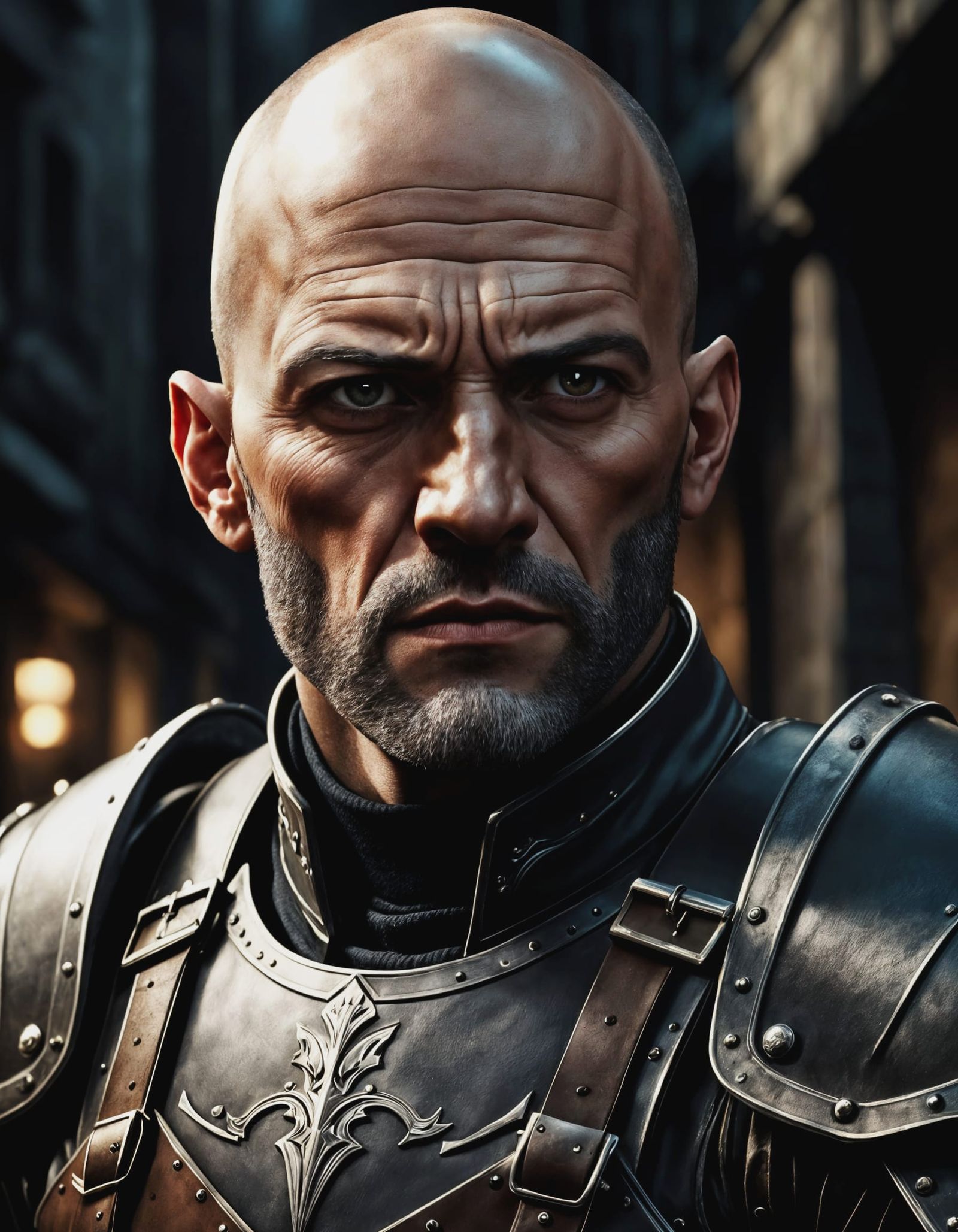 Gritty Low Fantasy Rogue in Dark Leather Armor