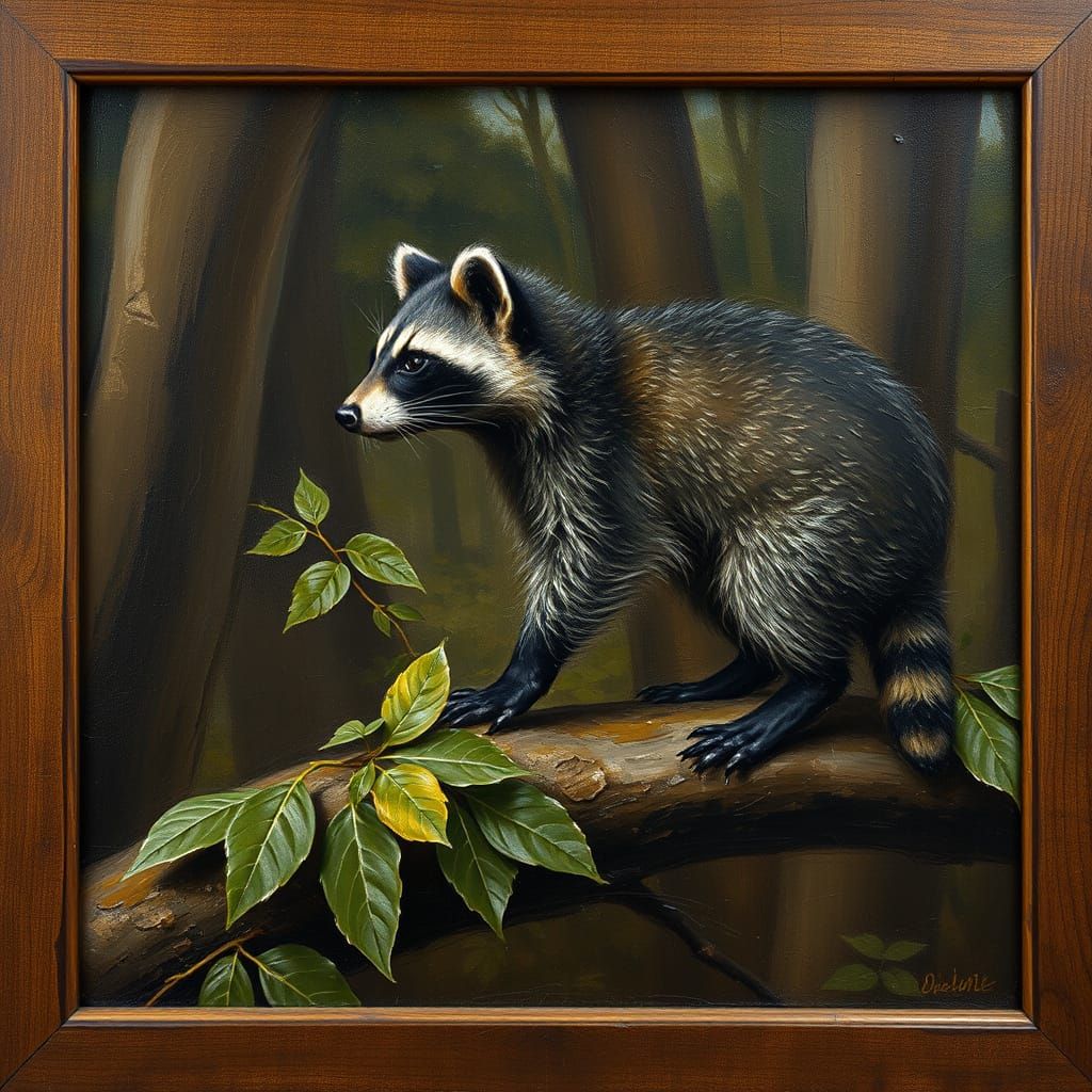 Raccoon Portrait in Expressionist Neo-Impressionism Style