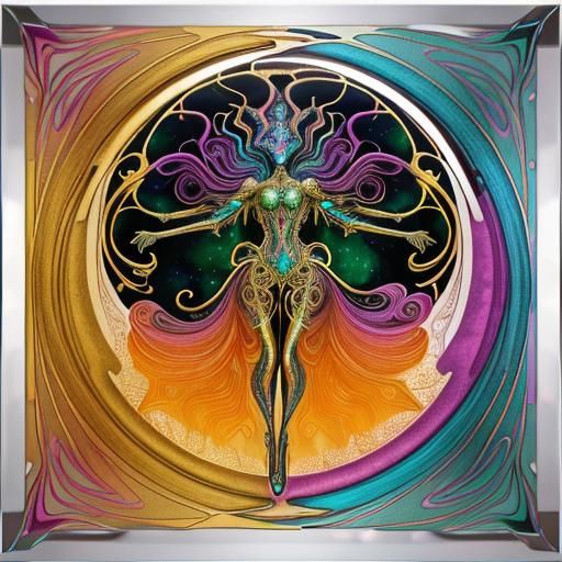 Ethereal Fractal Figure in Abstract Expressionism Style