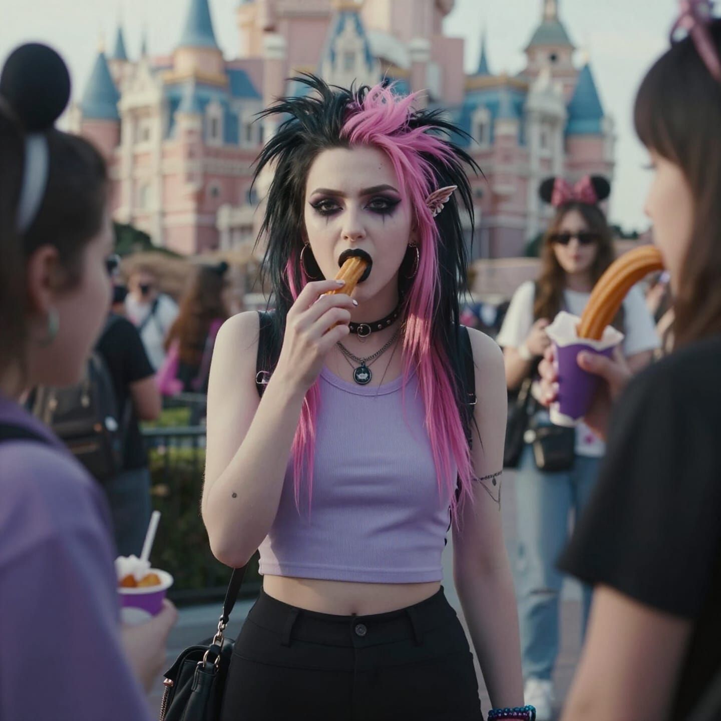 Punk Girl Enjoys Churros at Disneyland
