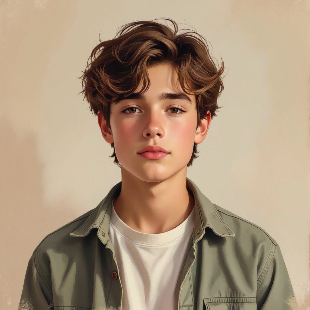 Intimate Portrait of a Boy in Delicate Brushstrokes