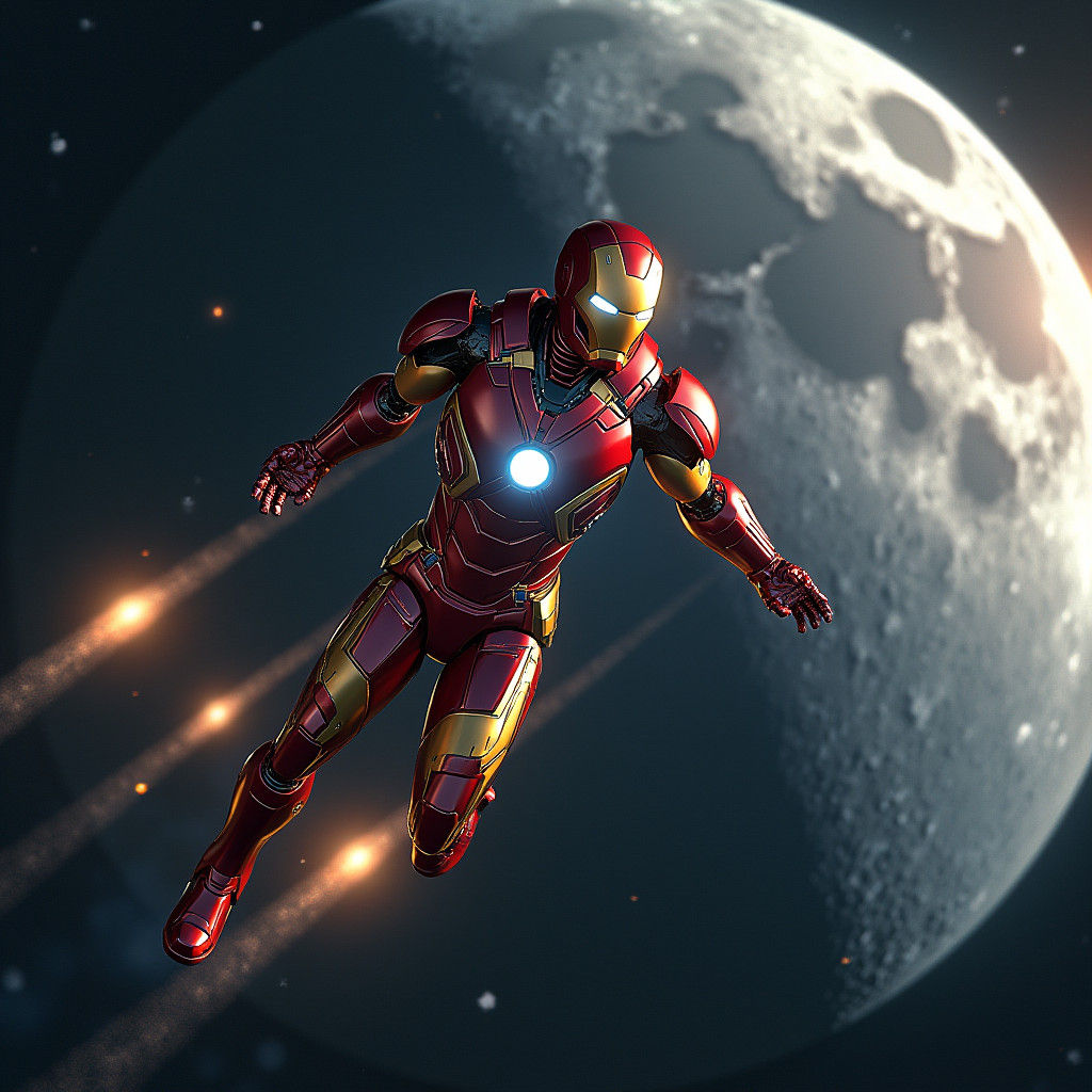 Iron Man Soaring Through Space: 3D Game Cinematic