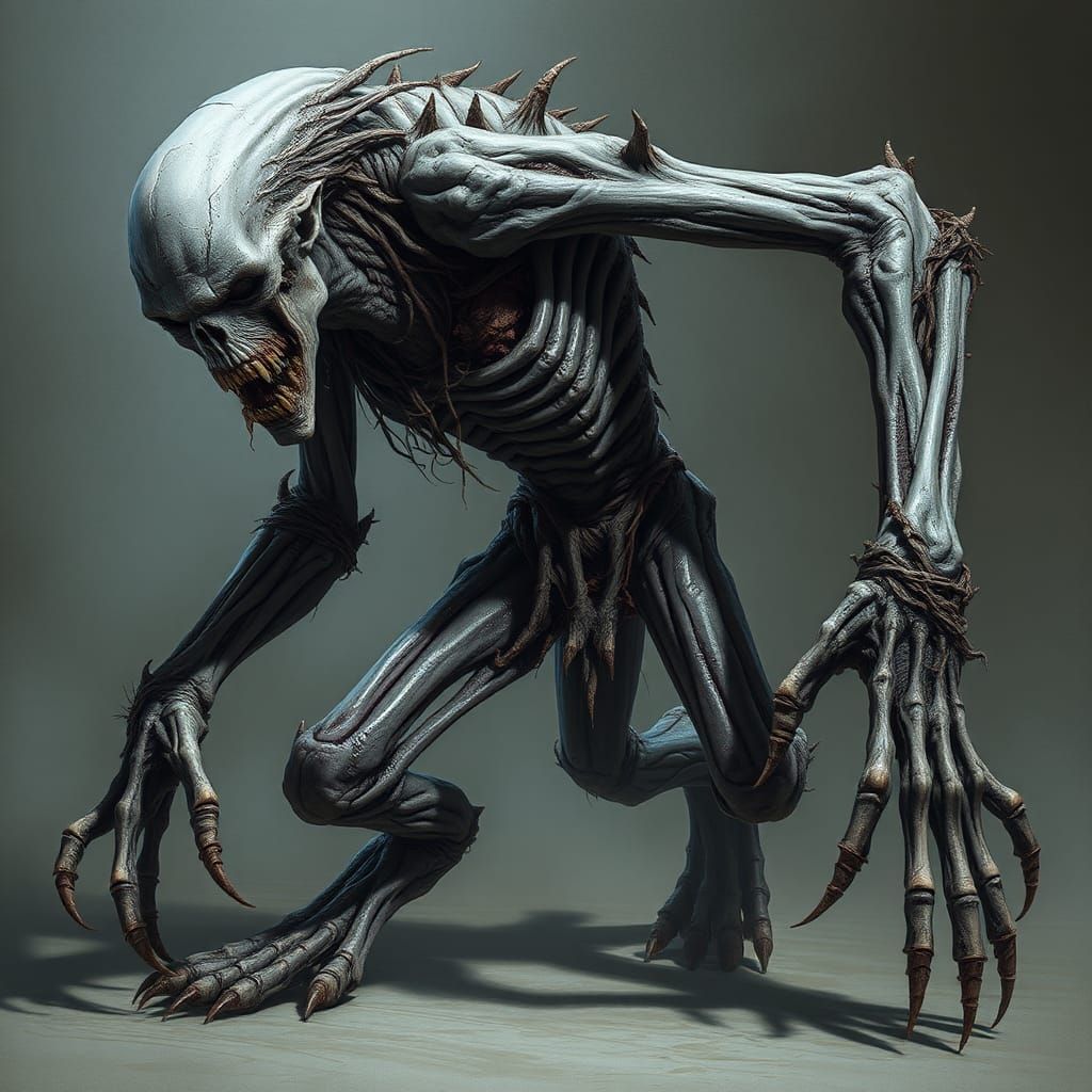 Terrifying Twisted Creature in Dark Fantasy Realism