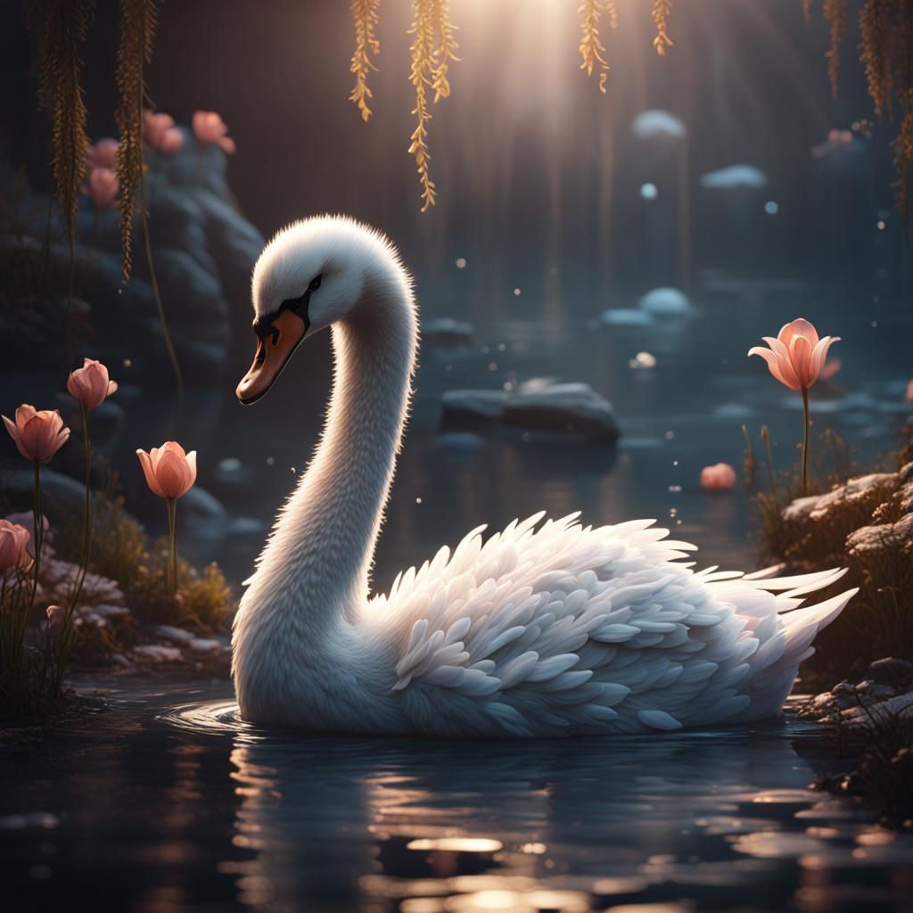 Fantastical Baby Swan Matte Painting