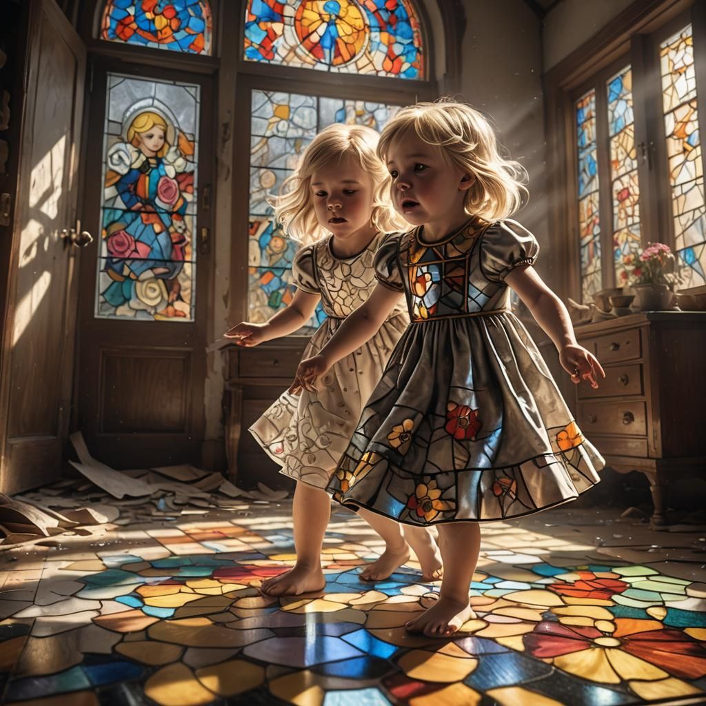 Little Girl Crying in Sunbeam: Fantasy Art