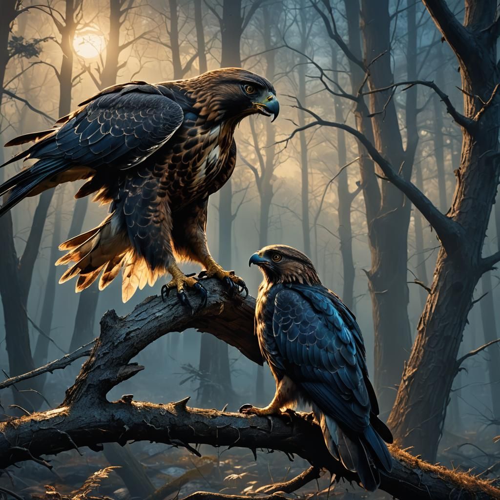 Wounded Hawk Grips Prey in Dark Fantasy Style