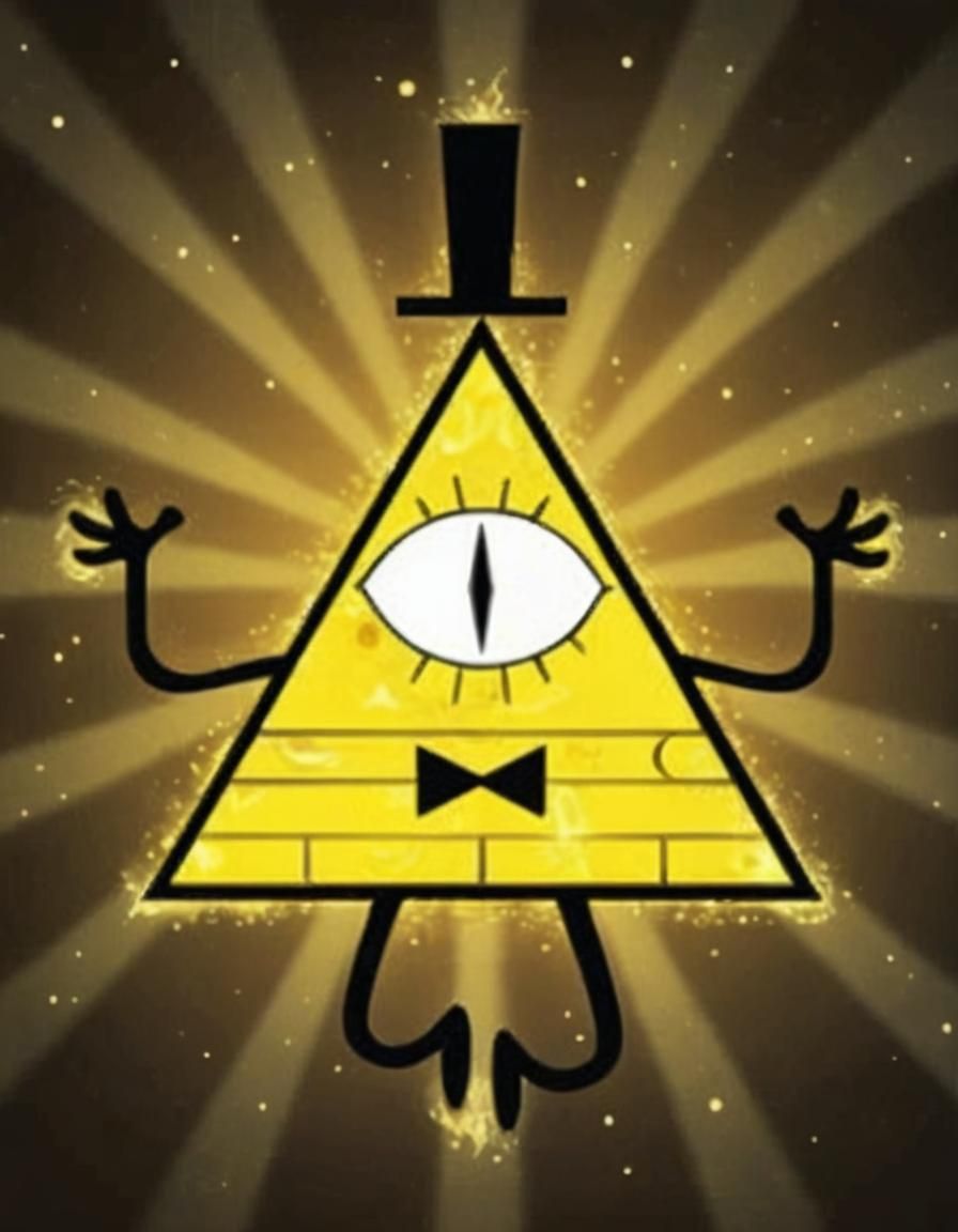 Bill Cipher Ascends as Cosmic God: Digital Art