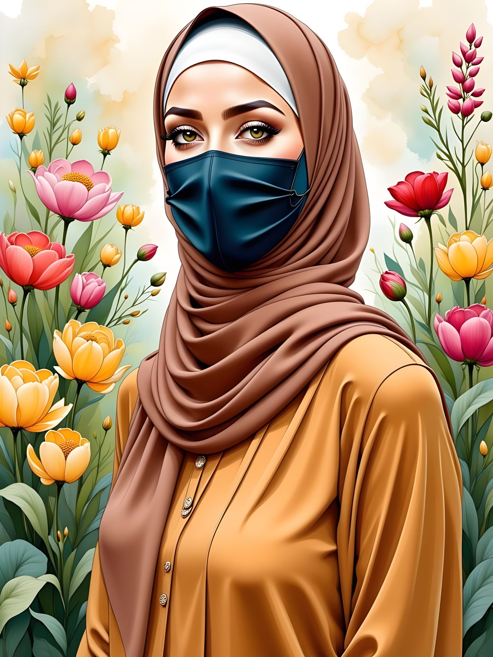 A Beautiful Hijabi Teacher in a Botanic Garden